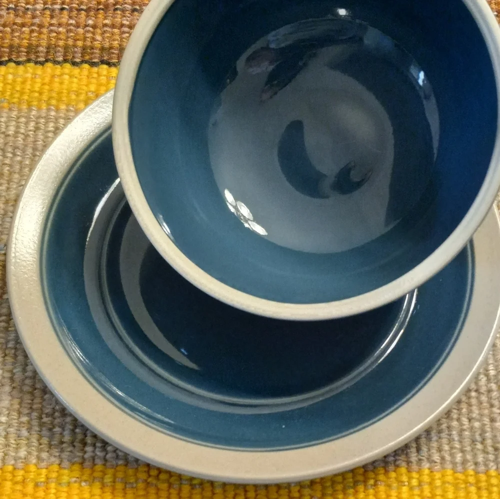 Mikasa Stone Craft Blue CF435 Butter Dish & Cover. NWOT or Box.